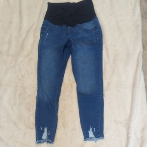 Sonoma Blue Jeggings with Elastic Waistband and Distressed Hem